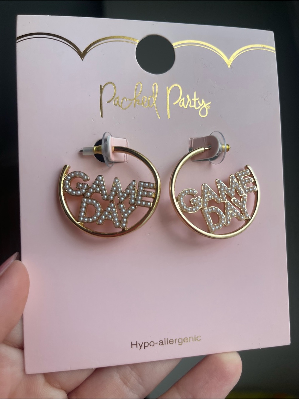 brand new packed  Party 'Game Day' Gold Hoop Earrings